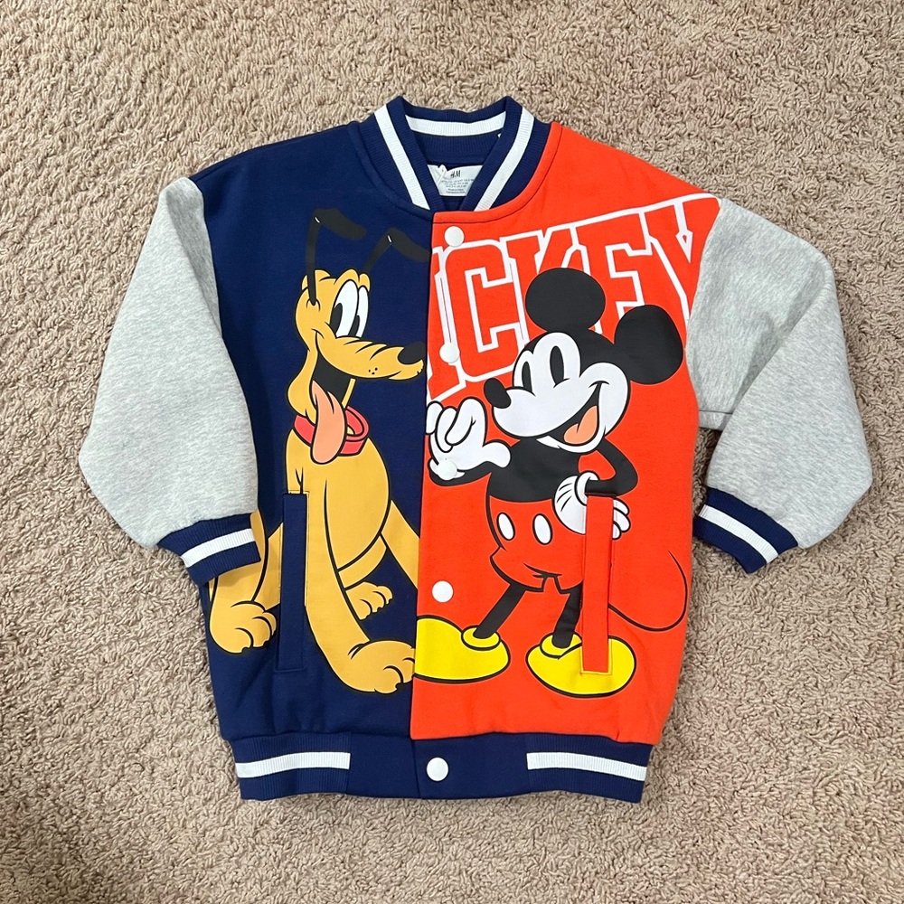 NWT H&M Disney Mickey Mouse & Pluto varsity jacket